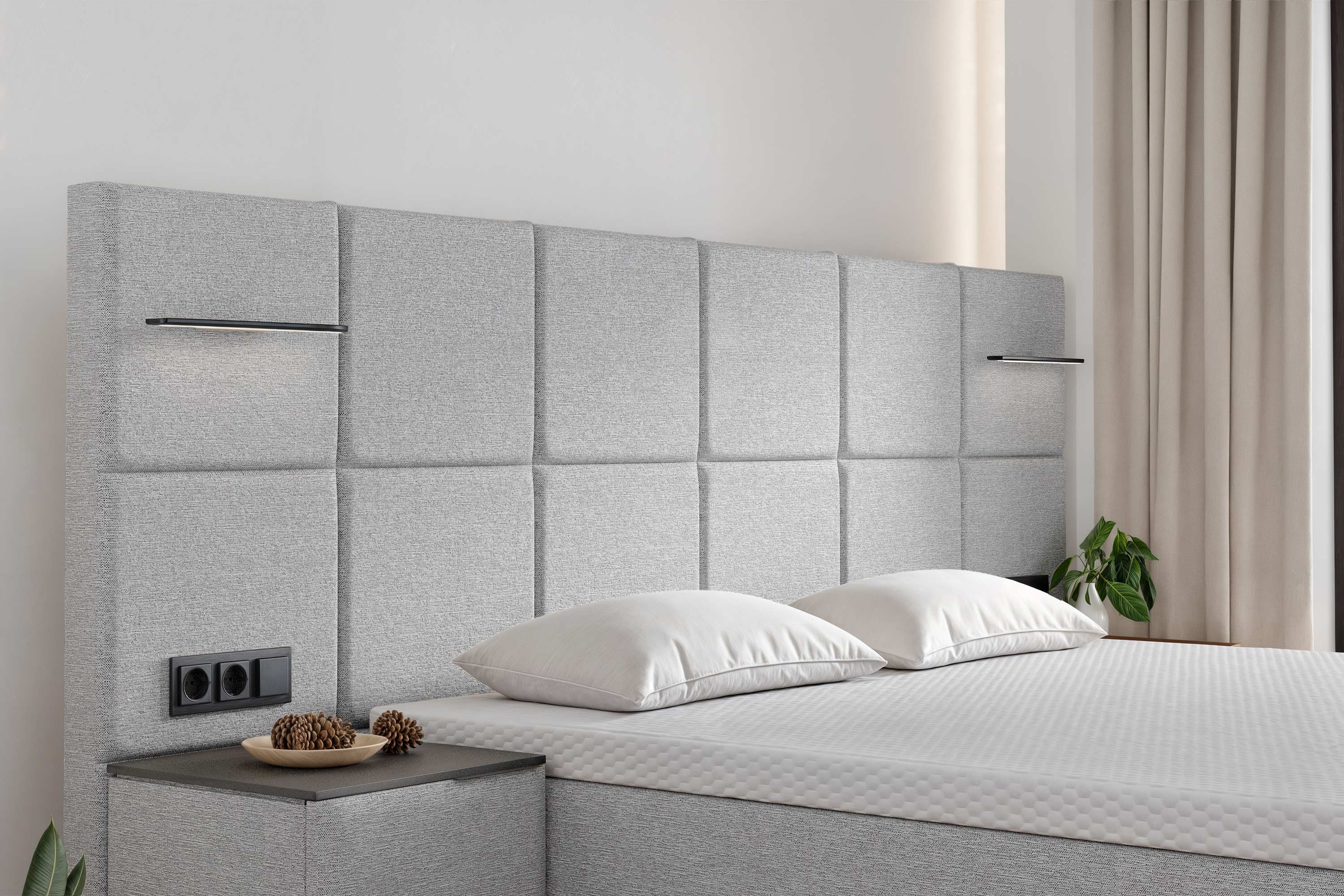Di-Lara® Cassandra Boxspringbett mit Matratze und Topper inkl. 2 Nachtkommoden