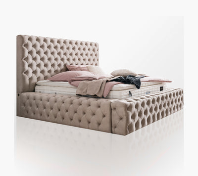 Polsterbett Paris mit Bettkasten in der farbe Beige